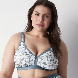CACIQUE Floral Unlined Full-Coverage Wireless Bra 52C